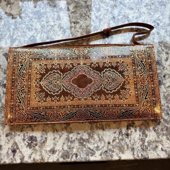 Vintage A. Antinori Roma Brown & Gilt Leather Purse
