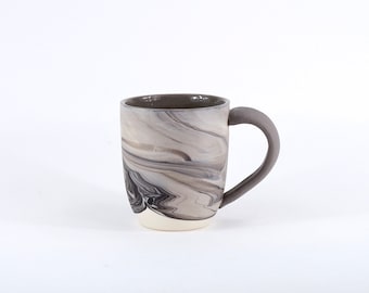 Large Marbled Pottery Mug. Unique Coffee Mug. Handmade Ceramic Mug. Slipcast Pottery. Modern Kitchen. Gift Idea.Housewarming