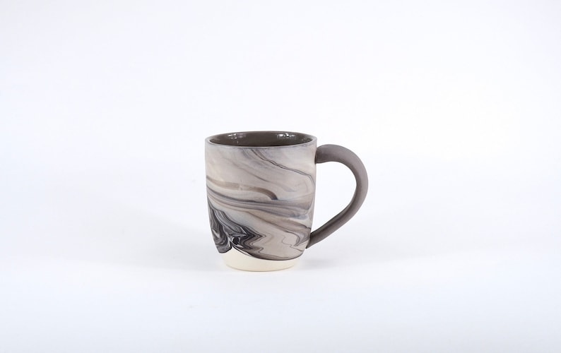 Large Marbled Pottery Mug. Unique Coffee Mug. Handmade Ceramic Mug. Slipcast Pottery. Modern Kitchen. Gift Idea.Housewarming image 1