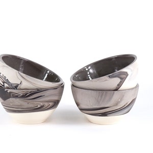 Ceramic Bowl/ Porcelain Bowl Marbled Black and White Slip Cast Porcelain. Modern Pottery image 7