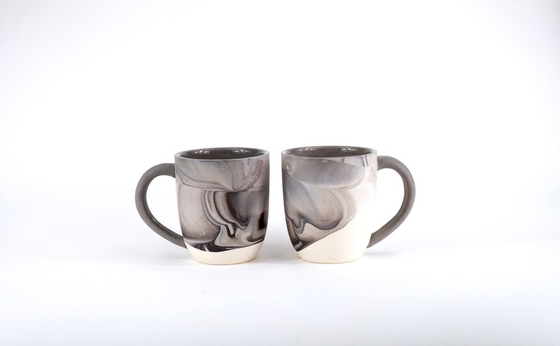 Large Marbled Pottery Mug. Unique Coffee Mug. Handmade Ceramic Mug. Slipcast Pottery. Modern Kitchen. Gift Idea.Housewarming image 4