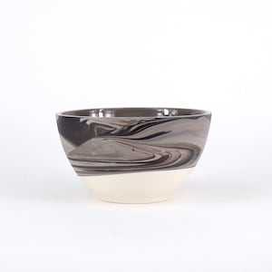 Ceramic Bowl/ Porcelain Bowl Marbled Black and White Slip Cast Porcelain. Modern Pottery image 5