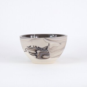 Ceramic Bowl/ Porcelain Bowl Marbled Black and White Slip Cast Porcelain. Modern Pottery image 3