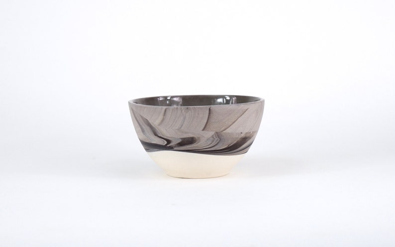 Ceramic Bowl/ Porcelain Bowl Marbled Black and White Slip Cast Porcelain. Modern Pottery image 4
