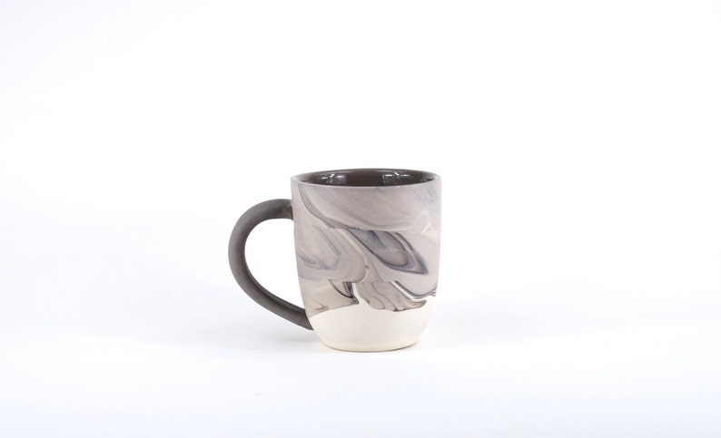 Large Marbled Pottery Mug. Unique Coffee Mug. Handmade Ceramic Mug. Slipcast Pottery. Modern Kitchen. Gift Idea.Housewarming image 2