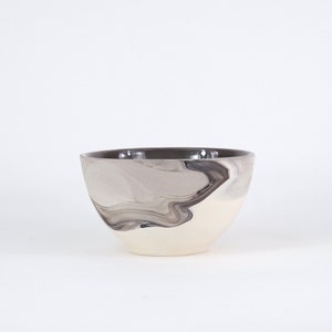 Ceramic Bowl/ Porcelain Bowl Marbled Black and White Slip Cast Porcelain. Modern Pottery image 2