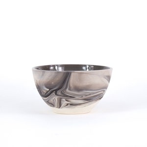 Ceramic Bowl/ Porcelain Bowl - Marbled Black and White Slip Cast Porcelain. Modern Pottery