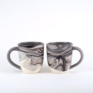 Large Marbled Pottery Mug. Unique Coffee Mug. Handmade Ceramic Mug. Slipcast Pottery. Modern Kitchen. Gift Idea.Housewarming image 3