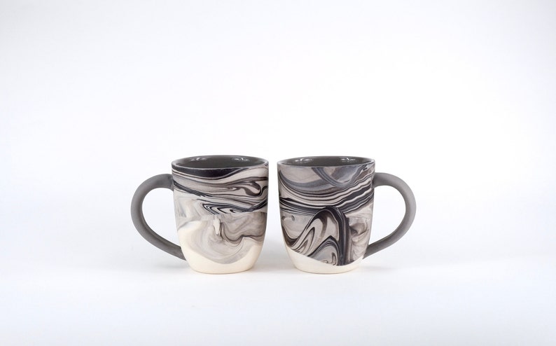 Large Marbled Pottery Mug. Unique Coffee Mug. Handmade Ceramic Mug. Slipcast Pottery. Modern Kitchen. Gift Idea.Housewarming image 3