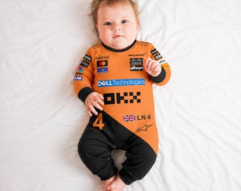 Pelele de bebé Lando Norris McLaren, mono de carreras de F1 para bebés, conjunto de automovilismo