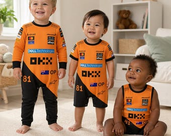 Conjunto de pelele infantil Oscar Piastri McLaren, atuendo de carreras de F1 para bebés y niños pequeños, ropa infantil de Fórmula 1, traje de bebé de automovilismo