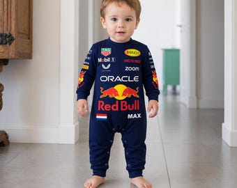 Pelele de bebé Max Verstappen Red Bull Racing, mono infantil de Fórmula 1