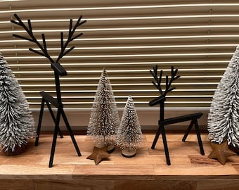 Black Reindeer 2-Piece Set | Minimalist Scandinavian Christmas Decoration, Modern & Elegant