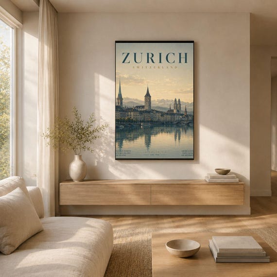 Vintage Switzerland Travel Posters, Zermatt Lucerne Zurich Alpine