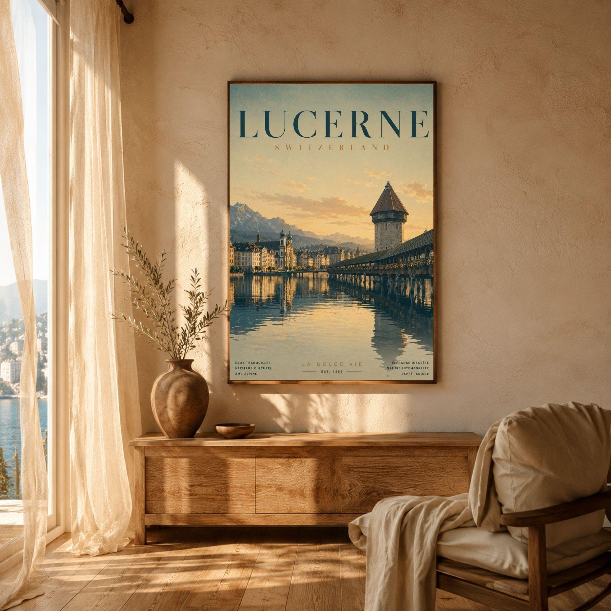 Vintage Switzerland Travel Posters, Zermatt Lucerne Zurich Alpine