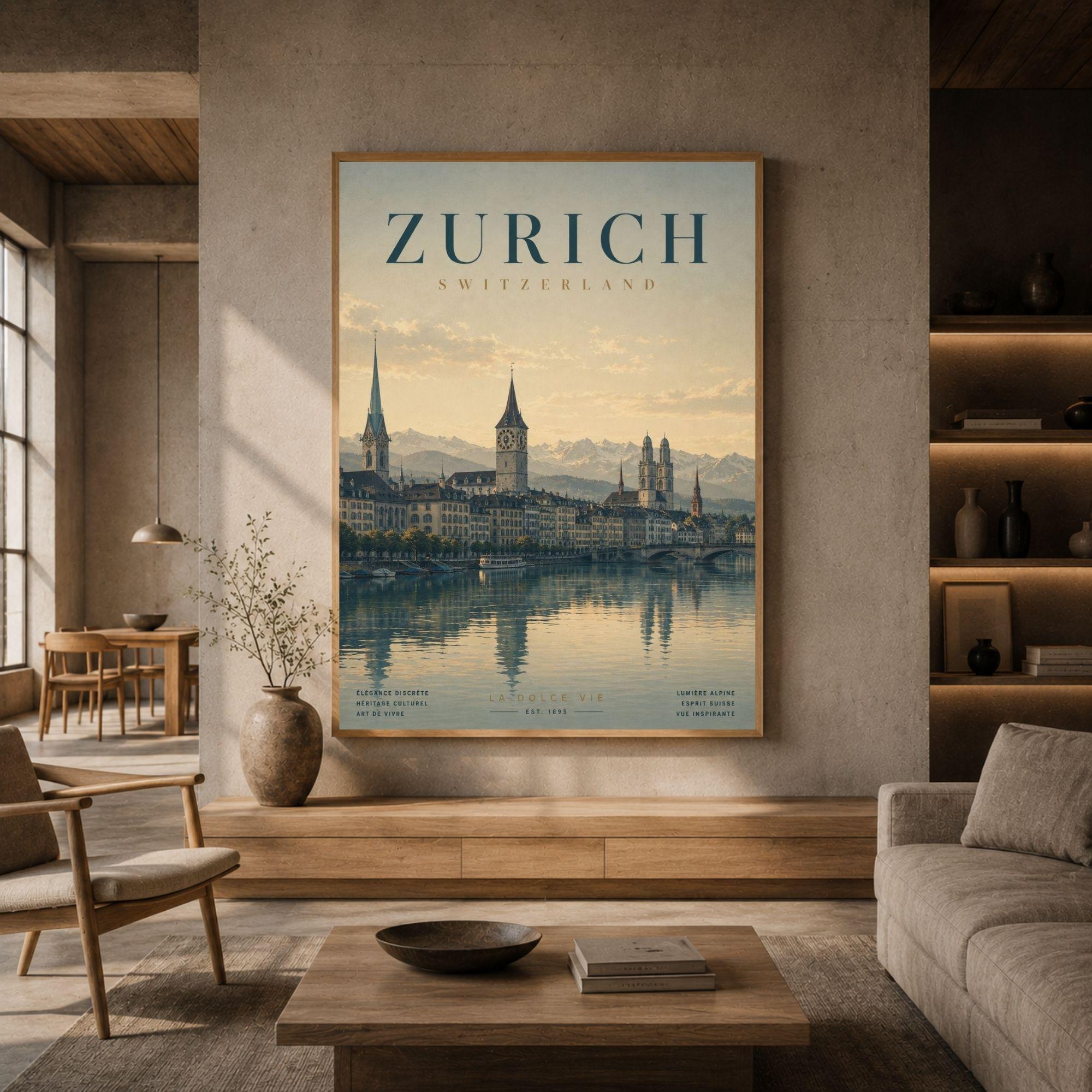 Vintage Switzerland Travel Posters, Zermatt Lucerne Zurich Alpine