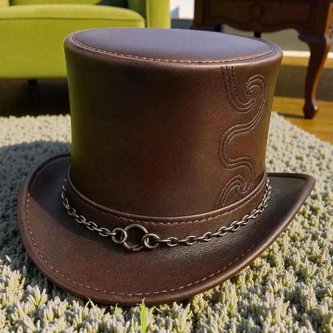 Handmade Genuine Leather Top Hat Brown Victorian Style Mens Wear Hat - Etsy