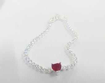 Pandora Red Sparkling Heart Tennis Silver Bracelet 925