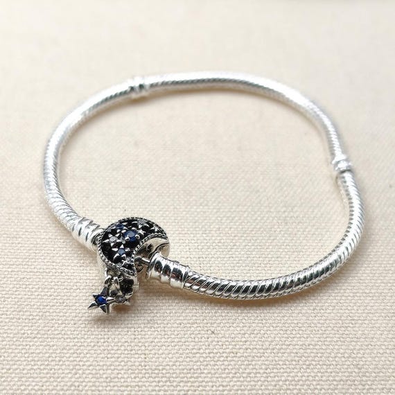 Pandora Moments Sparkling Moon Clasp Dream Snake Chain 925 Silver 