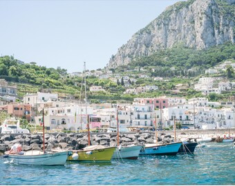 Italy Coast Printable Photo, Instant Digital Download, Fine Art Photography, Capri, Wall Art to Print, Italian Village, Pastel, Travel