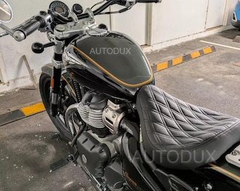 AUTODUX Comfort Touring Sitz passend für Royal Enfield Super Meteor 650 mit grünen Nähten und Gelpolster