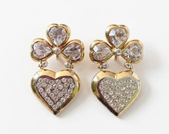 Pendientes de clip en forma de corazón con cristales Swarovski
