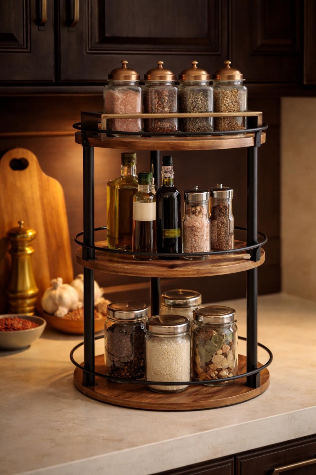 360 Rotating Spice Rack Organizer – 3 Tier Kitchen Storage Shelf - Etsy