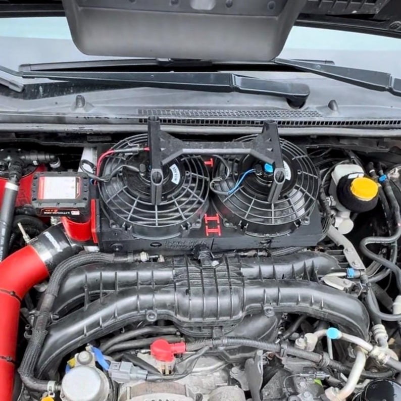 Intercooler Grid Fan System with Water Ports - For Autocross & Track - Minimizes Heat Soak for Subaru Top Mount Intercoolers - Dual Fan Unit image 7