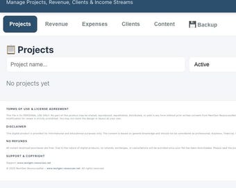 Smart Business & Side Hustle Planner | Revenue Tracker | Project Manager | Backup Guide