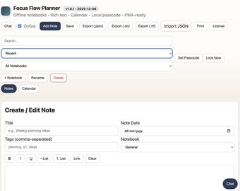 Focus Flow Planner | Modern Productivity Dashboard + AI Guidance Tools