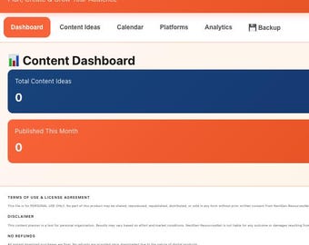 Creative Content Creator Planner | Content Calendar | Analytics | Influencer Tool