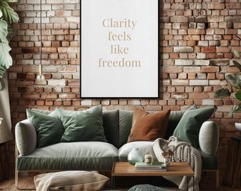 Sobriety Quote Print | Clarity feels like freedom | Recovery Wall Art | AA Gift | Sobriety Milestone | Digital Download