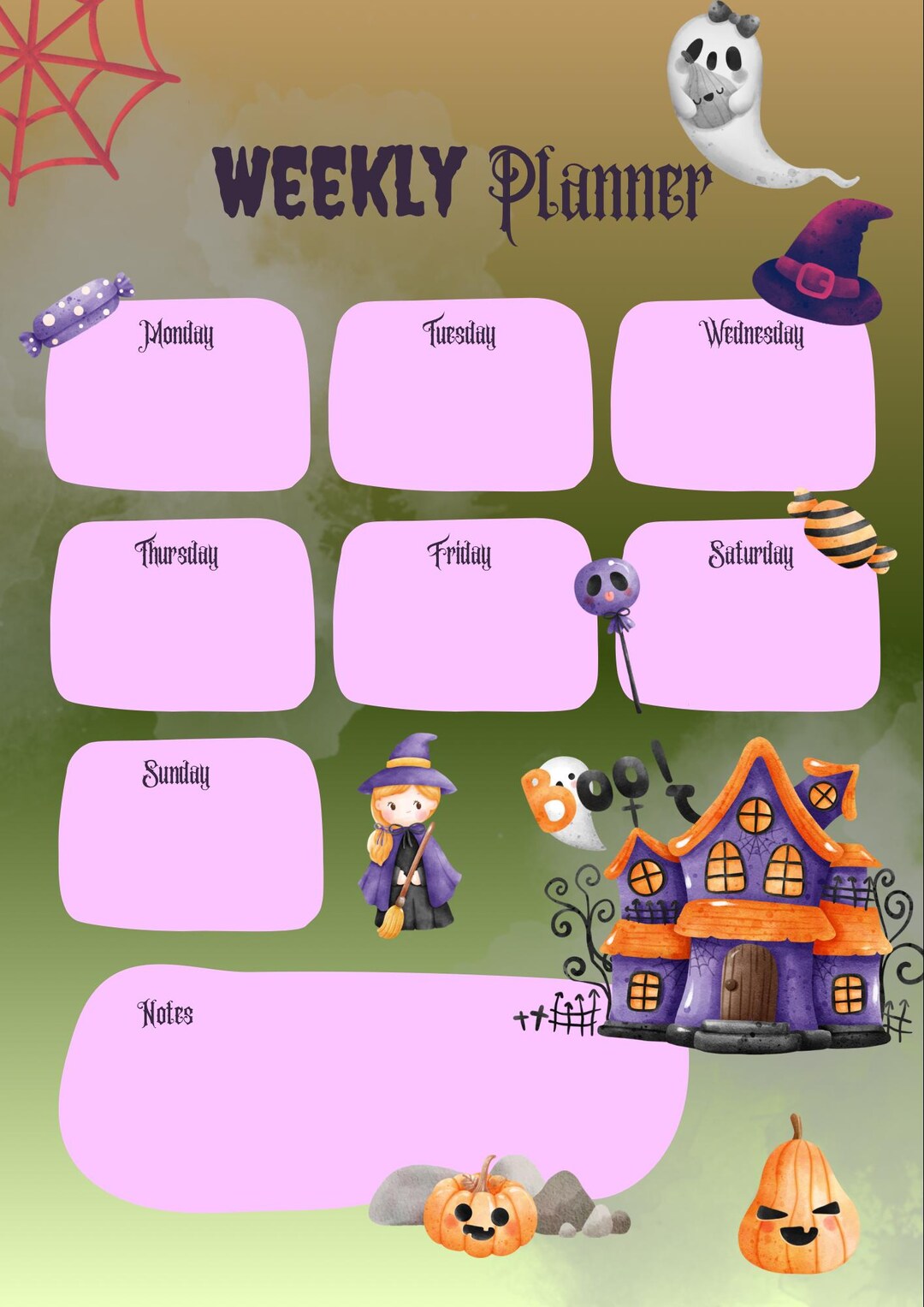 Halloween Weekly Planner | Cute Printable October Schedule | Spooky ...