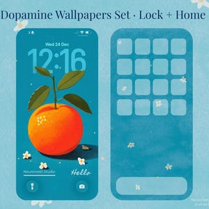 Orange Dopamine Phone Wallpaper Set for iPhone (Lock + Home)