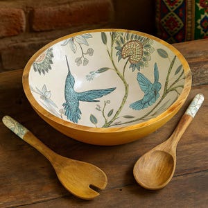 Hummingbird Mango wood Resin Bowl