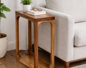 Handmade Solid Natural Wood Side Table Minimalist Nightstand Plant Stand, Bedside End Table Livingroom Decor