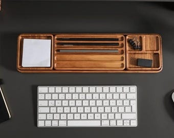 Handmade Beech Wood Desk Organizer Set Minimalist Office Docking Station Storage