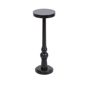 May include: A black, wooden pedestal stand with a round top and a decorative, turned column. The stand is approximately 76 cm tall and is suitable for displaying plants or decorative items.