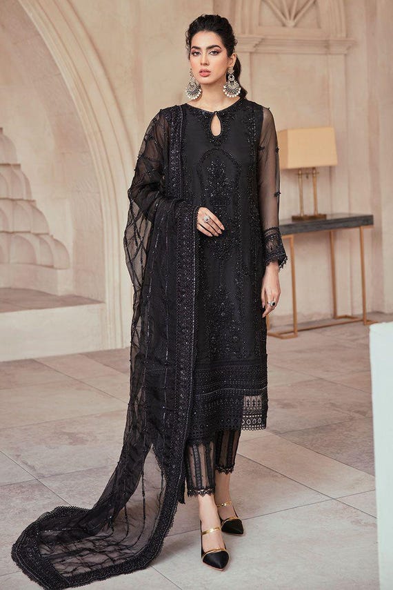 black formal pakistani dresses Nooraya Elegant Black Wedding Formal Dress for Pakistani Women in Canada
