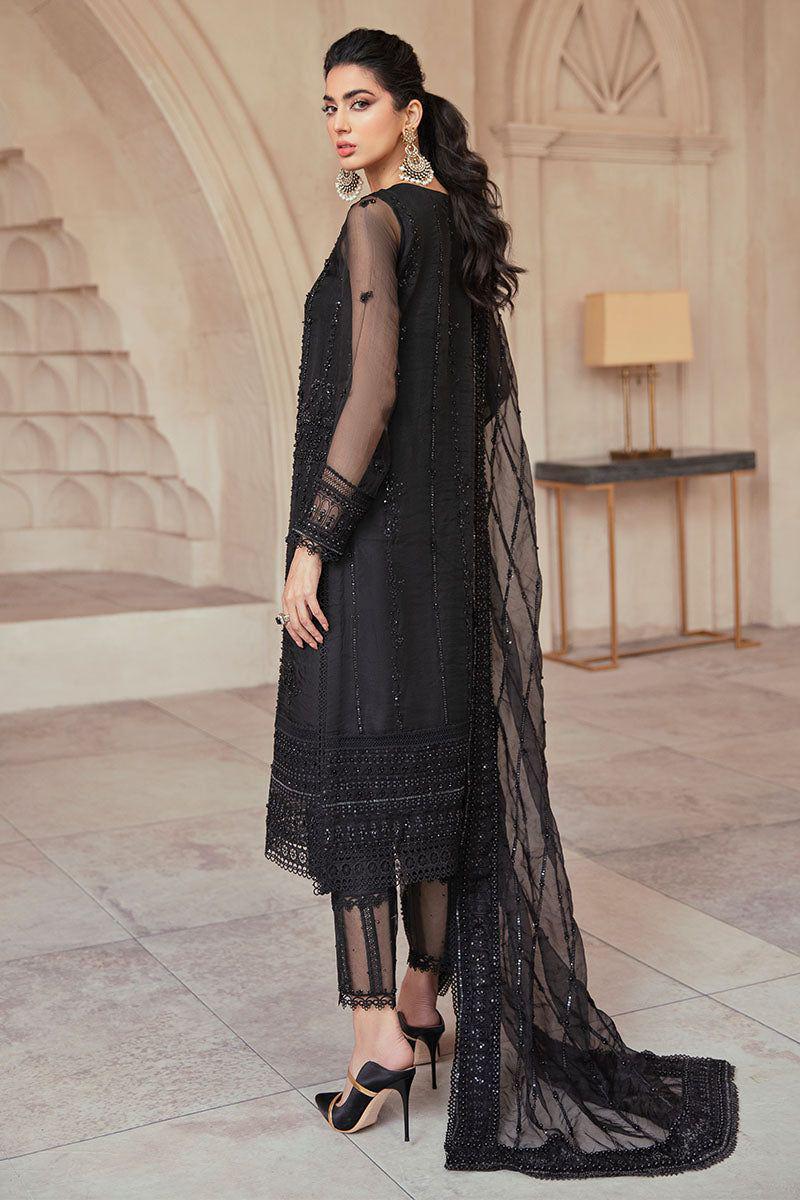 black pakistani dress Black Embroidered Maxi Dress: Pakistani Bridal Wedding Outfit Eid