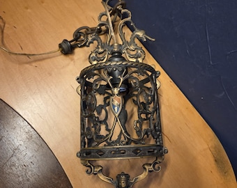 1920's Seahorse Gothic Pendant light Fixture Virden Style