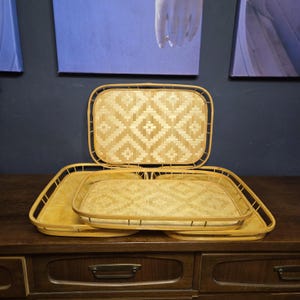 1 Vintage Bamboo Serving Tray: Retro Tiki Bar Style, 19x13 image 9