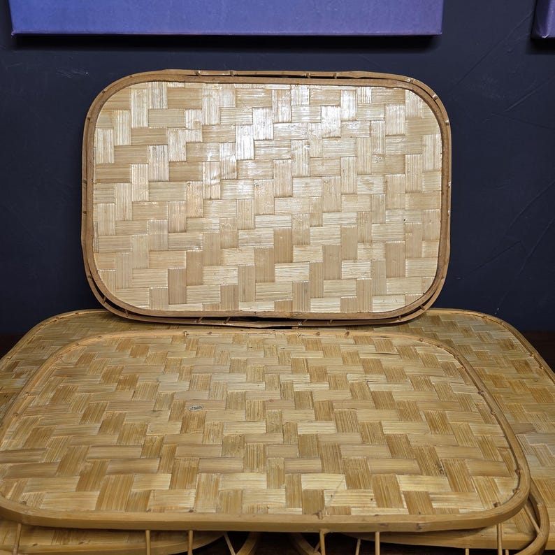 1 Vintage Bamboo Serving Tray: Retro Tiki Bar Style, 19x13 image 10