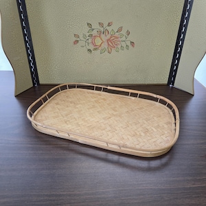 1 Vintage Bamboo Serving Tray: Retro Tiki Bar Style, 19x13 image 1
