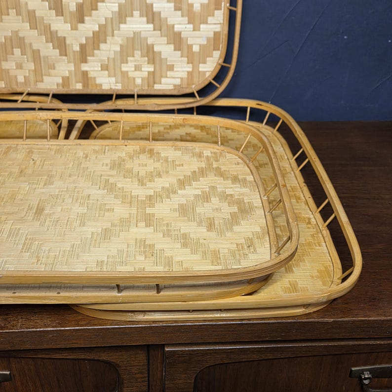 1 Vintage Bamboo Serving Tray: Retro Tiki Bar Style, 19x13 image 7