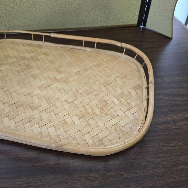1 Vintage Bamboo Serving Tray: Retro Tiki Bar Style, 19x13 image 5