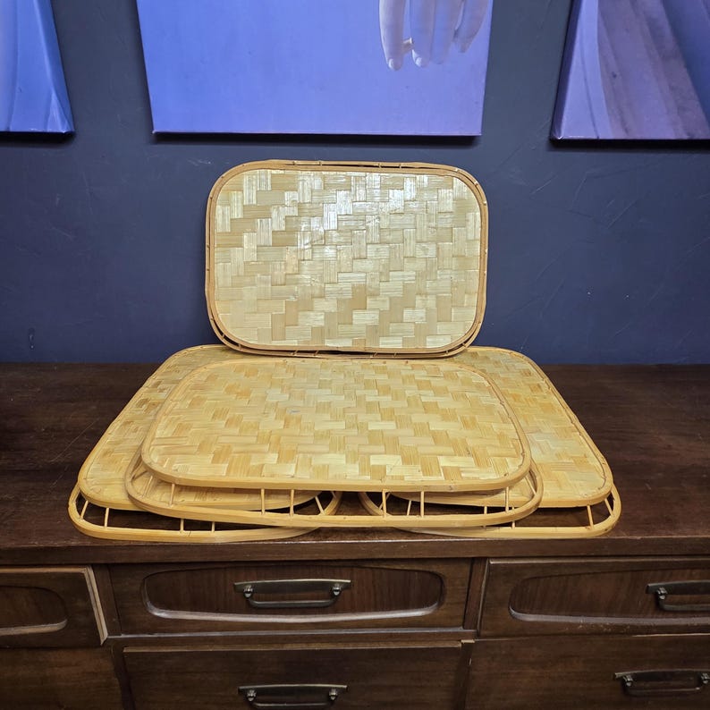 1 Vintage Bamboo Serving Tray: Retro Tiki Bar Style, 19x13 image 6