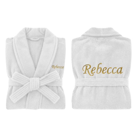 Personalised Embroidered Font and Back Terry Towel Bathrobe – Custom Name – Men & Women Quality Luxury Wedding Robe Spa Hotels