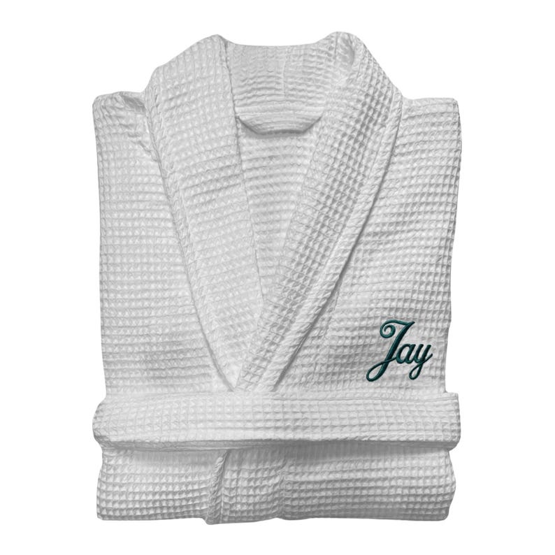 Mrs. Wright - Font 4 - in light pink - personalized Waffle Bathrobe Custom Name Wedding Wedding Gown