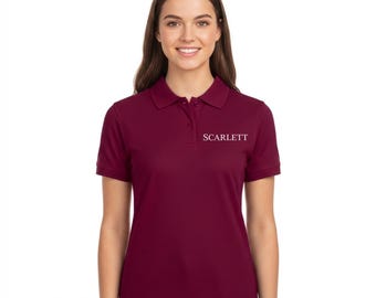 Polo da donna personalizzata Pro – Polo con nome, testo/logo ricamati su misura – Maglietta casual di alta qualità per golf, tennis e ufficio